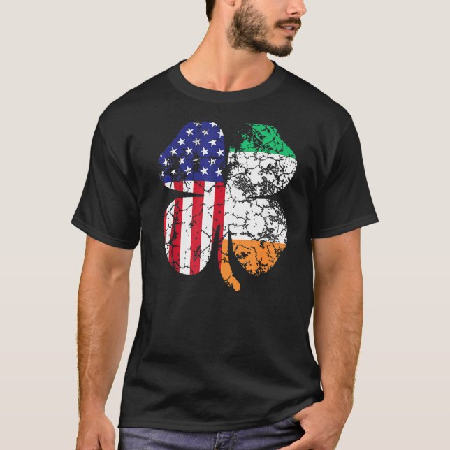 St patrick's day Irish American Flagga Shamrock Ma T Shirt (Framsida)