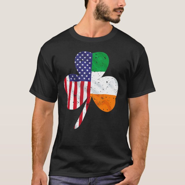St patrick's day Irish American Flagga Shamrock Sa T Shirt (Framsida)