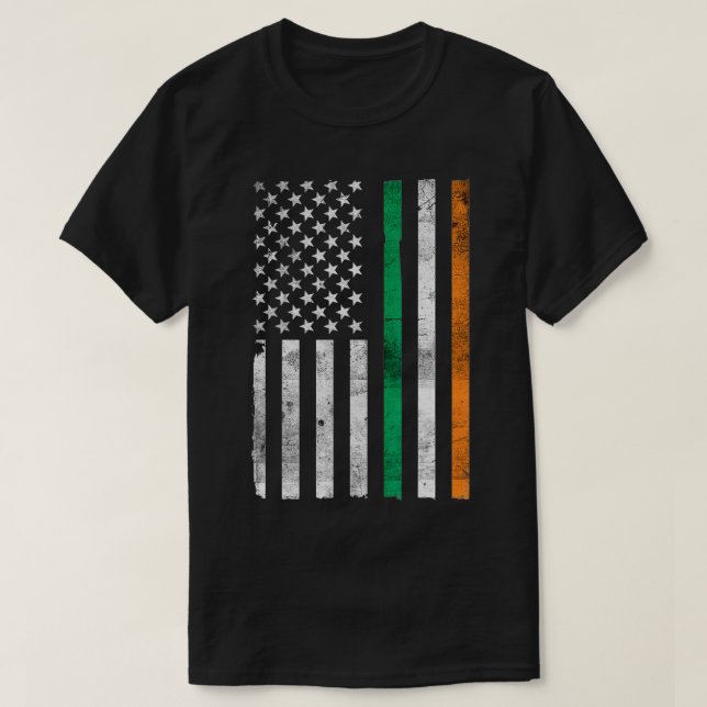 St patricks day Irish American Flagga Shamrock T Shirt (Design framsida)
