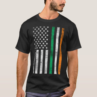 St patricks day Irish American Flagga Shamrock T Shirt