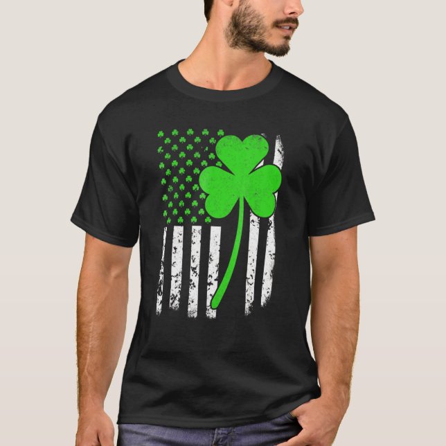 St patrick's day Irish American Flagga Shamrock T Shirt (Framsida)