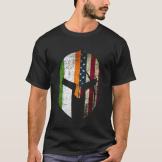 St patrick's day Irish American Spartan Helmet Hoo T Shirt