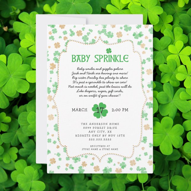 St patrick's day Irish Baby Sprinkle Shower Inbjudningar (Skapare uppladdad)
