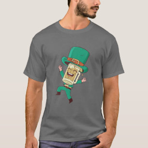 St patricks day Irish Beer Head Lycklig Leprechaun T Shirt