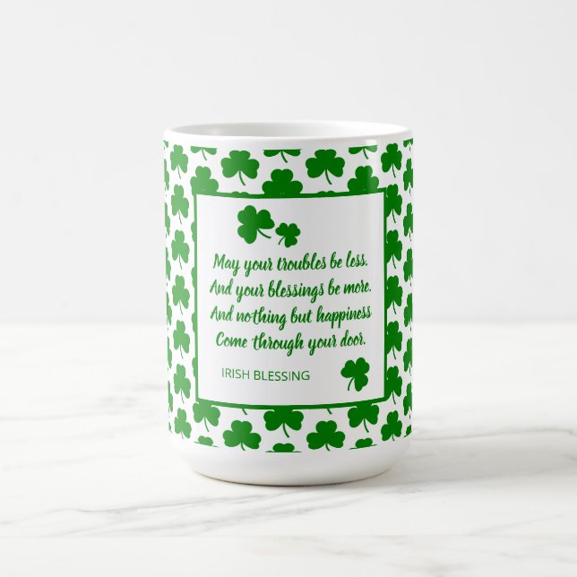 St. Patrick's Day Irish Blessing Grönt Shamrock Kaffemugg (Center)