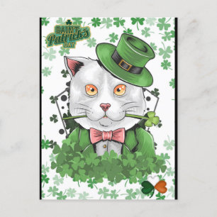 St. Patrick's Day Irish Cat Postcard Vykort
