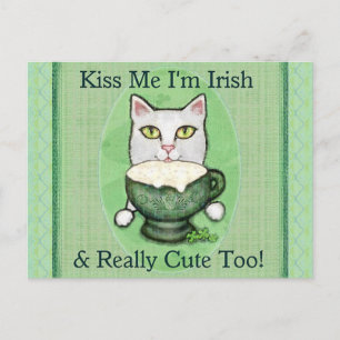 St. Patrick's Day Irish Coffee Cat Vykort