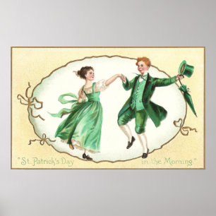 St patrick's day Irish Couple Dancing Vintage  Poster