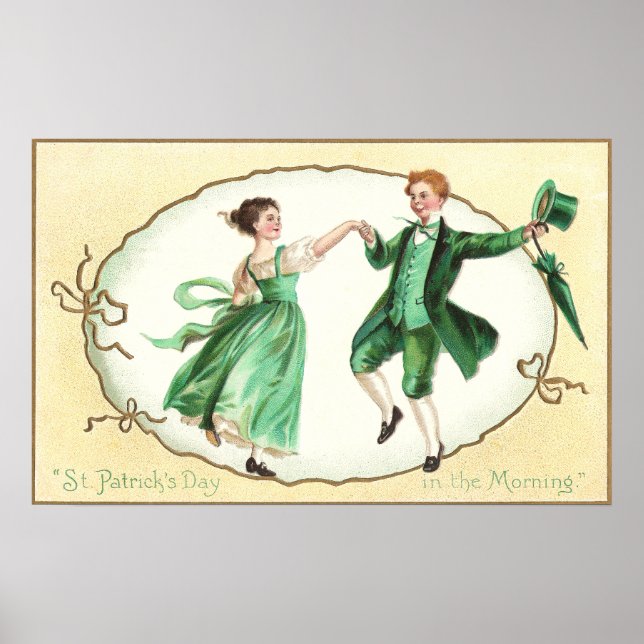 St patrick's day Irish Couple Dancing Vintage  Poster (Framsidan)