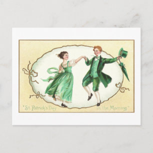 St patrick's day Irish Couple Dancing Vintage Vykort