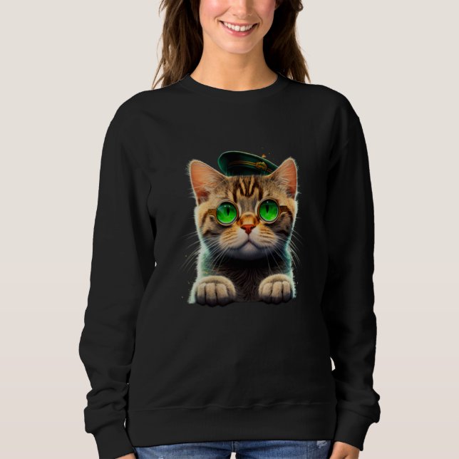 St Patrick's Day Irish Cute Cat Mom Dad Kitties T Shirt (Framsida)