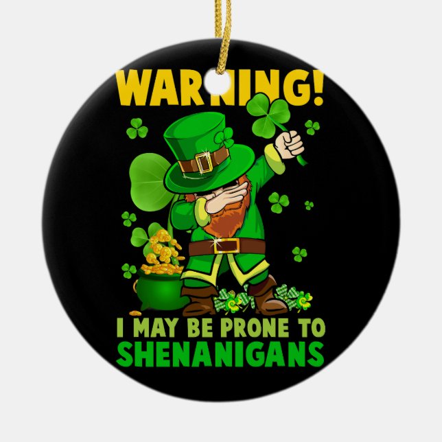 St patricks day Irish Dabbing Leprechaun St Patric Julgransprydnad Keramik (Framsidan)