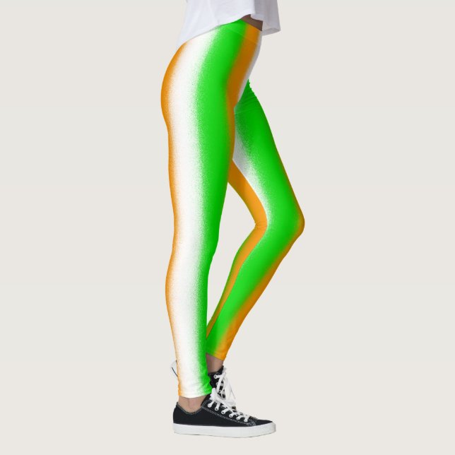 St patrick's day Irish Färg: Orange Grönt White Leggings (Höger)