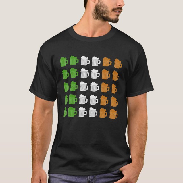 St Patrick's Day  Irish Flag Beer Alcohol Pint Gla T Shirt (Framsida)