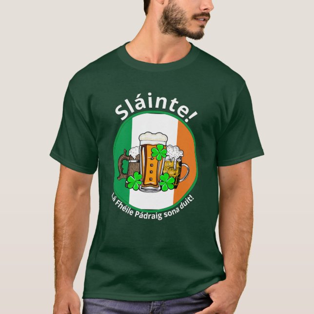 ST PATRICKS DAY Irish Flagga Beer T Shirt (Framsida)