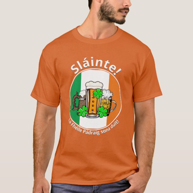 ST PATRICKS DAY Irish Flagga Beer Unisex T Shirt (Framsida)