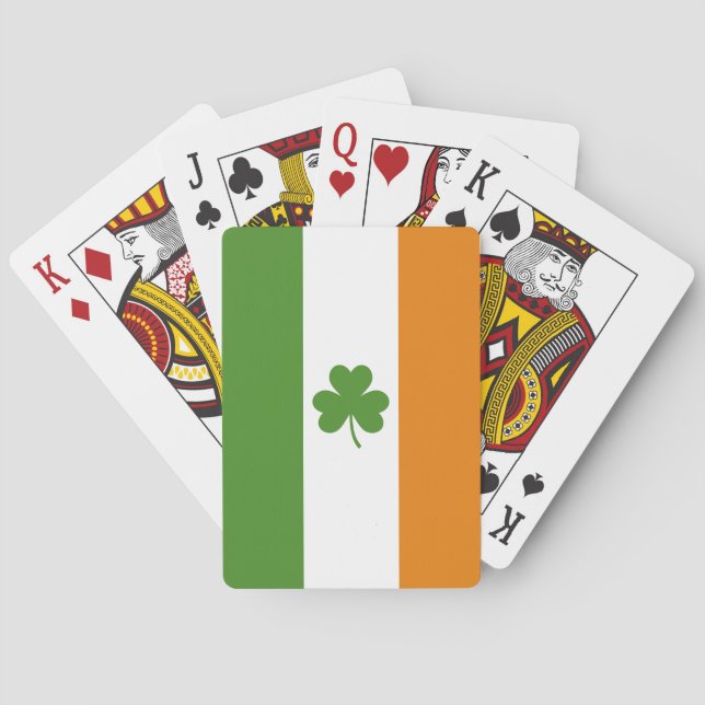 St patrick's day Irish Flagga med Shamrock Klöver Casinokort (Baksidan)