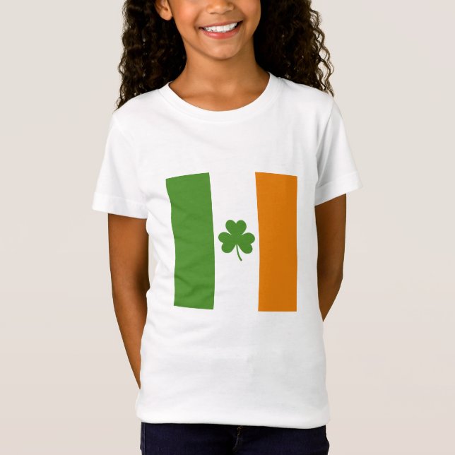 St patrick's day Irish Flagga med Shamrock Klöver T Shirt (Framsida)