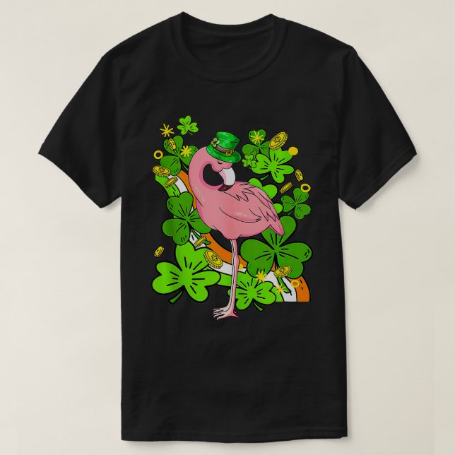 St Patricks Day Irish Flamingo Shamrock Saint Patt T Shirt (Design framsida)