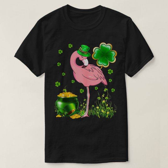 St Patricks Day Irish Flamingo Shamrock Saint Patt T Shirt (Design framsida)