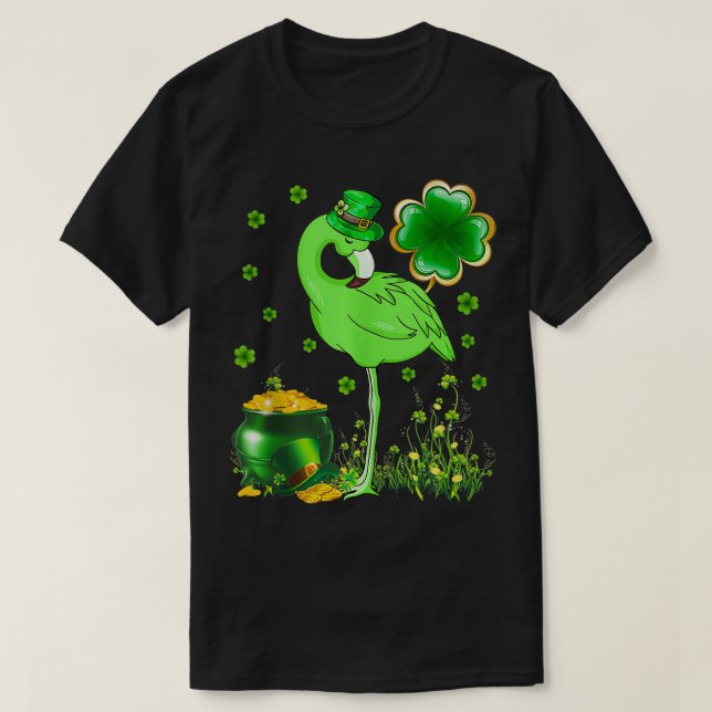 St Patricks Day Irish Flamingo Shamrock Saint Patt T Shirt (Design framsida)