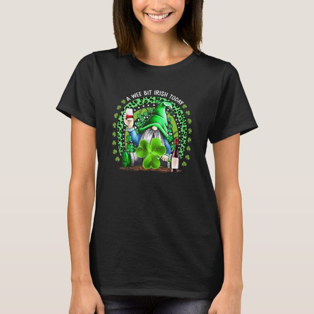St patrick's day Irish Gnome Drink Vin Shamrock R T Shirt (Framsida)