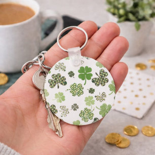 St. Patrick's Day Irish Grönt and White Klöver Nyckelring