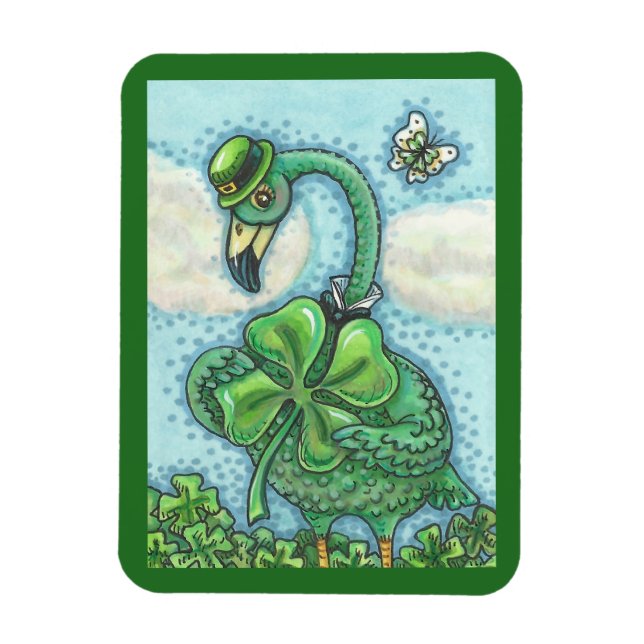 St. Patrick's Day IRISH GRÖNT FLAMINGO MAGNET (Vertikal)