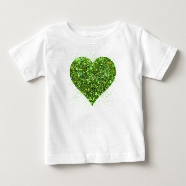 St. Patrick's day, Irish grönt glittrande hjärta T Shirt (Framsida)