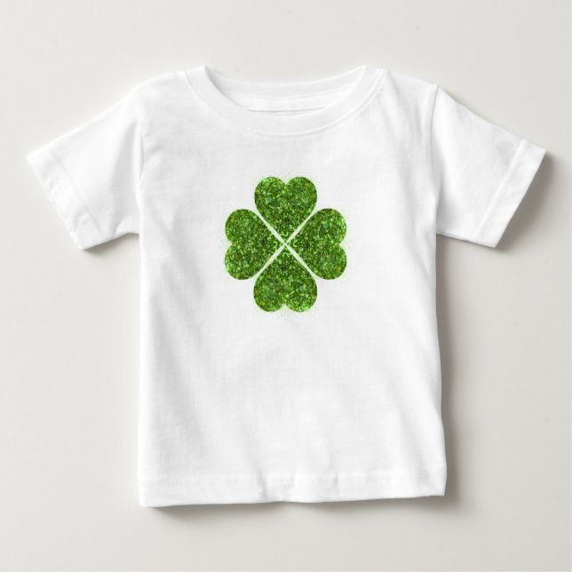 St. Patrick's day, Irish grönt glittrande klöver T Shirt (Framsida)
