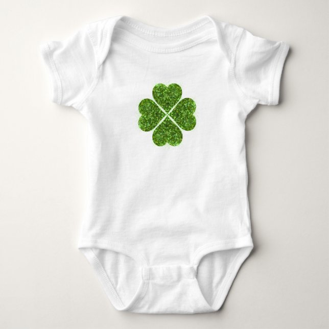 St. Patrick's day, Irish grönt glittrande klöver T Shirt (Framsida)