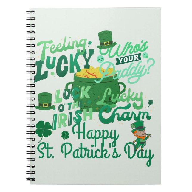 St. Patrick's Day Irish grönt hade tur Shamrock Anteckningsbok (Framsidan)