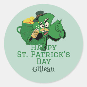 St. Patrick's Day Irish grönt som hade Shamrock Runt Klistermärke