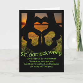 St. Patricks Day Irish Hand Heart Shamrock Card Kort