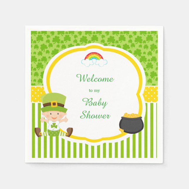 St patrick's day Irish Helgdag Boy Baby Shower Pappersservett (Framsidan)