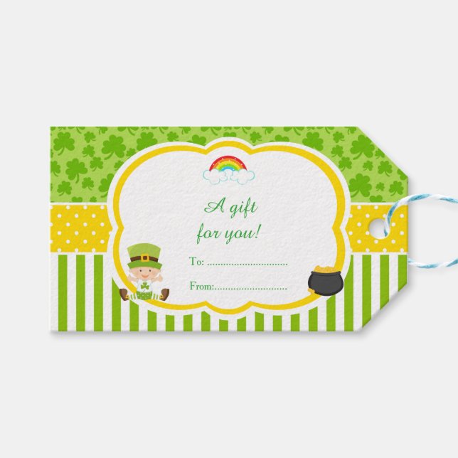 St patrick's day Irish Helgdag Boy Baby Shower Presentetikett (Framsidan (Horisontell))