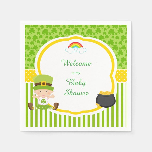 St patrick's day Irish Helgdag Girl Baby Shower Pappersservett (Framsidan)