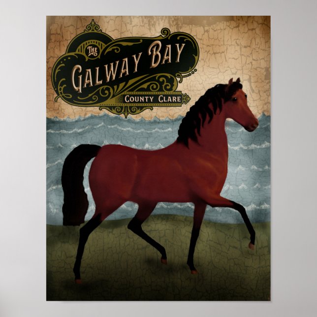 St patricks day Irish Horse, mercantile label Poster (Framsidan)