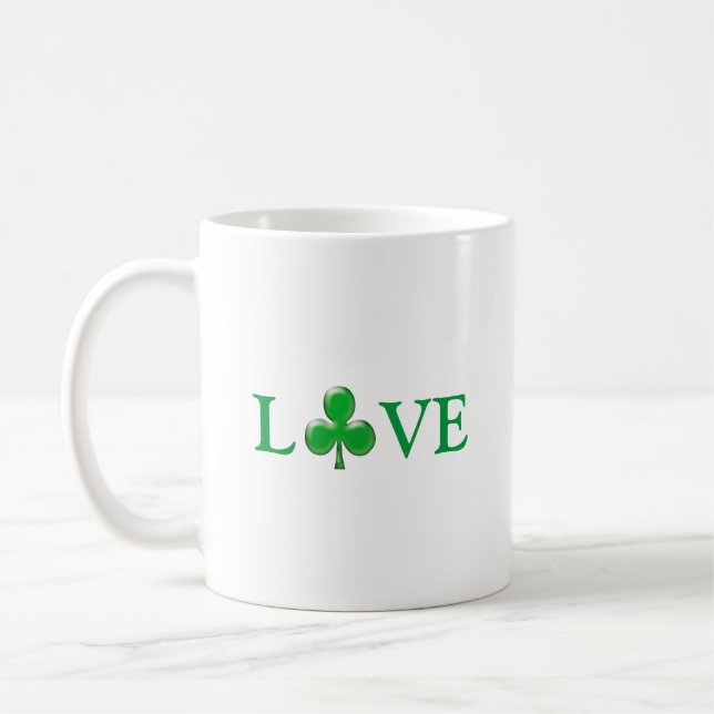 St. Patrick's Day Irish Kärlek Grönt Klöver Shamro Kaffemugg (Vänster)