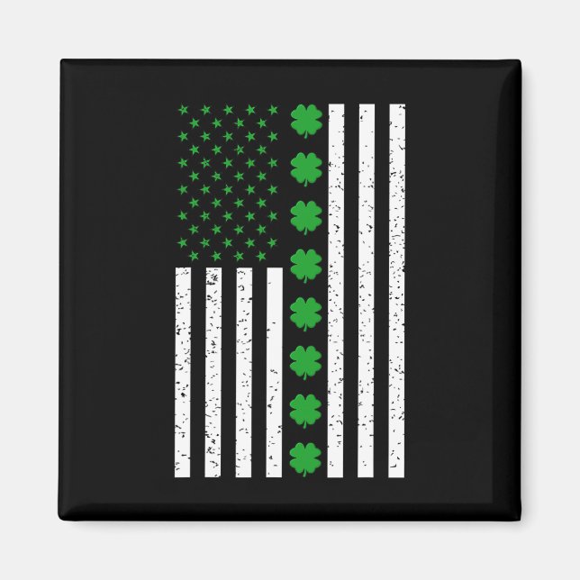St patricks day Irish Klöver American Flagga Magnet (Framsidan)