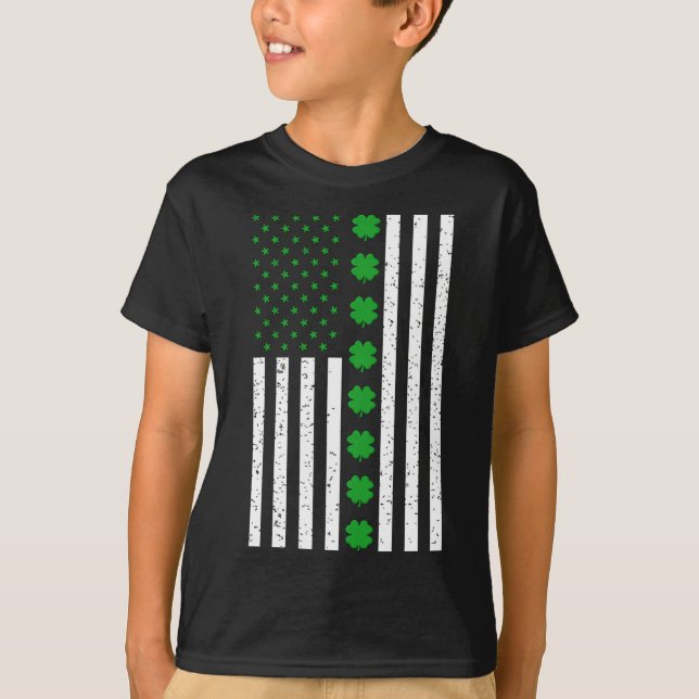 St patricks day Irish Klöver American Flagga T Shirt (Framsida)