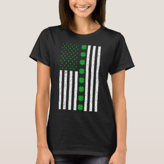 St patricks day Irish Klöver American Flagga T Shirt