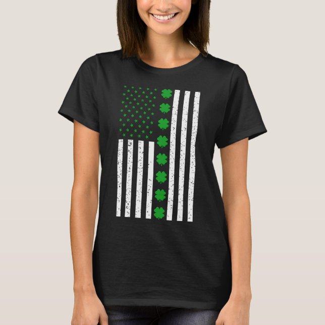 St patricks day Irish Klöver American Flagga T Shirt (Framsida)
