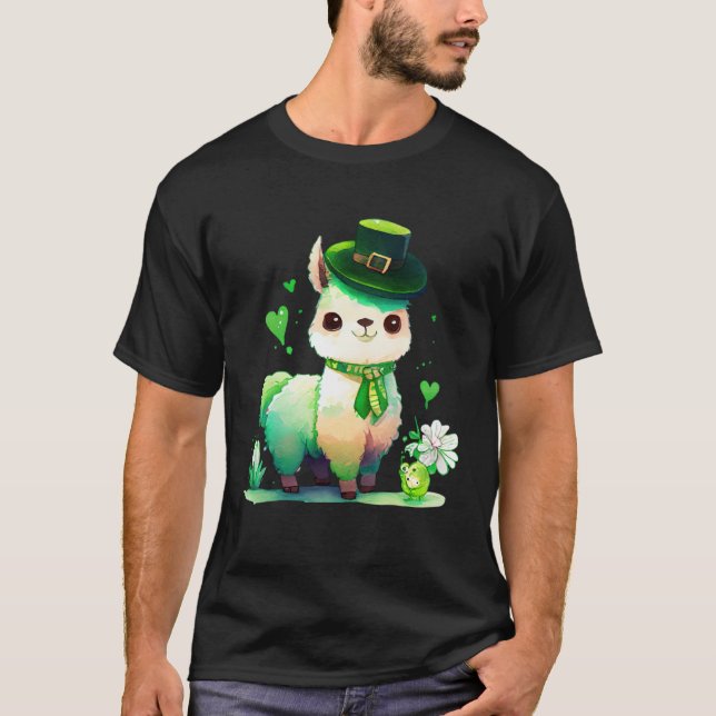 St Patrick's Day Irish Lama Happy St Patrick's T Shirt (Framsida)