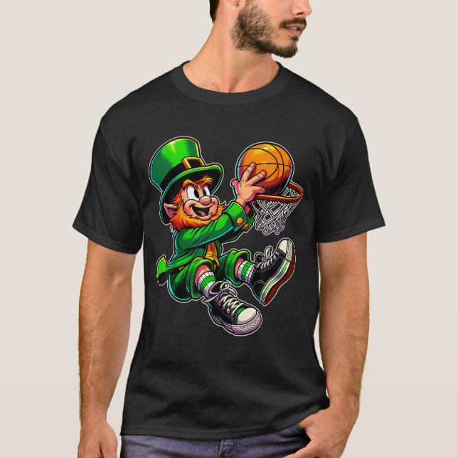 St patrick's day Irish Leprechaun Basketball Playe T Shirt (Framsida)