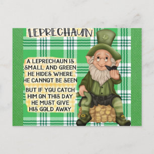 St patricks day Irish Leprechaun Dikt Grönt Vykort