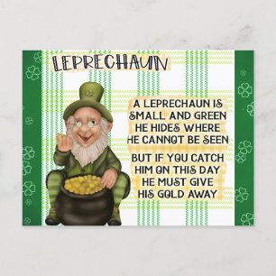 St patricks day Irish Leprechaun Dikt Vykort