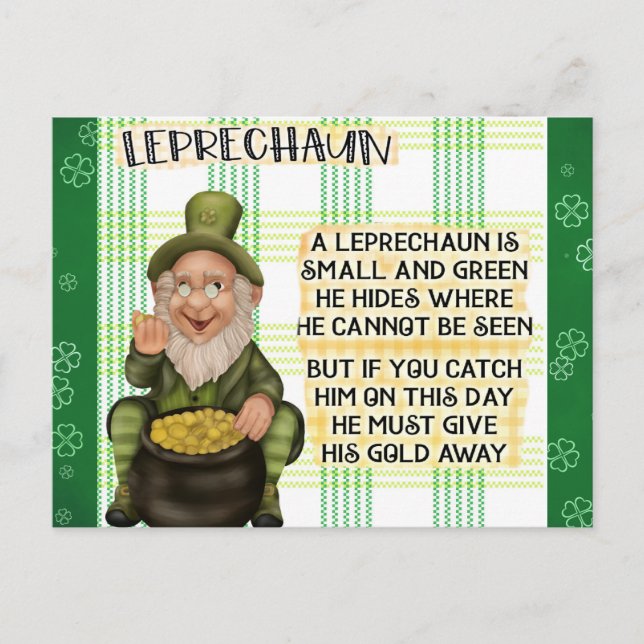 St patricks day Irish Leprechaun Dikt Vykort (Framsida)