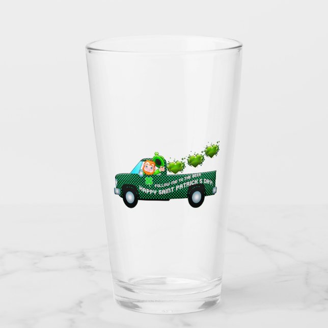St patricks day Irish Leprechaun Funny Beer Pint Glaskopp (Framsida)