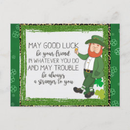 St patricks day Irish Leprechaun Grönt Shamrock Vykort